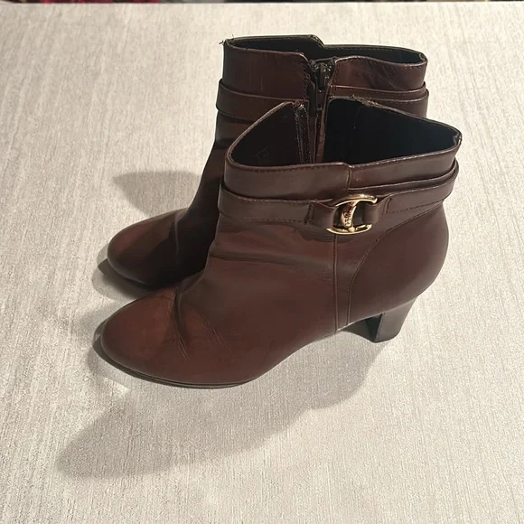 Lauren Ralph Lauren Buckle Heel Ankle Boots - Picture 5 of 10